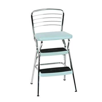 COSCO Stylaire Retro Chair + Step Stool with Flip-Up Seat, Teal