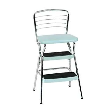 COSCO Stylaire Retro Chair + Step Stool with Flip-Up Seat, Teal
