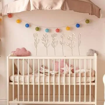 Wooden Flowers Wildflower Wall Decor 7 Pcs Colorable Wood Flowers Cutout Signs Boho Nursery Decor for Girl Baby Bedroom Living Room Home Decoration Bohemian Wall Hanging Art for DIY Crafts (a)