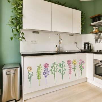 Wooden Flowers Wildflower Wall Decor 7 Pcs Colorable Wood Flowers Cutout Signs Boho Nursery Decor for Girl Baby Bedroom Living Room Home Decoration Bohemian Wall Hanging Art for DIY Crafts (a)