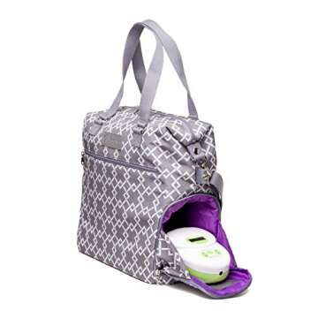 Sarah Wells Lizzy Breast Pump Bag - Compatible with Spectra, Medela, and More - Insulated Cooler Pocket (Grey)