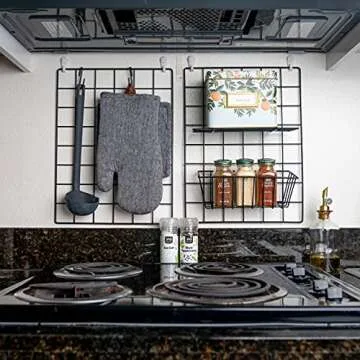 Hanging Baskets & Hooks for Wire Wall Grid Panel | Grid Wall Accessories for Storage & Display | Wire Wall Baskets & Hooks for Home & Office | Grid Panel Organizer & Pegboard Storage