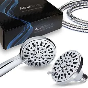 AquaDance Total Chrome Premium High Pressure 3-Way Combo Shower Head - Luxurious 6-Setting Rain & Ha...