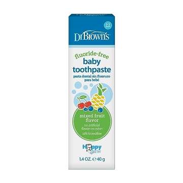 Dr. Brown's Fluoride-Free Baby Toothpaste,Infant & Toddler Oral Care,Mixed Fruit,1-Pack,1.4oz/40g,0-3 years