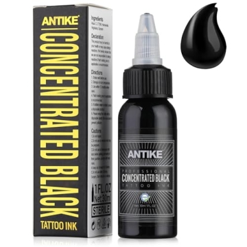ANTIKE Black Tattoo Ink - Pro Concentrated 1oz Ink for Tattoo Artists
