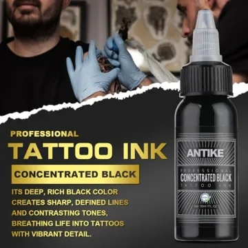 ANTIKE Black Tattoo Ink 1oz - Pro Quality for Artists