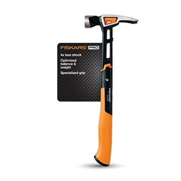 Fiskars Pro IsoCore 20 oz General Use Hammer (15.5") - with Rip Claw, Shock-Absorbing Grip, and Magn...