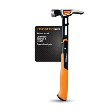 Fiskars Pro IsoCore 20 oz General Use Hammer (15.5") - with Rip Claw, Shock-Absorbing Grip, and Magn...