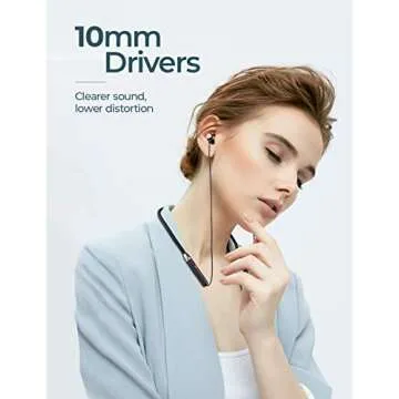 Linklike Comfort-Fit Small Earbuds - Foldable Neckband Bluetooth 5.0 Headphones Lightweight for Running & Workout, HiFi Stereo Sport Wireless Earphones w/HD Mic, IPX7 Waterproof, Earhooks (Black)