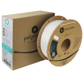 Polymaker Silk PLA Filament 1.75mm, Shiny White PLA 3D Printer Filament Silk 1kg - PolyLite 1.75mm PLA Filament Silk White Filament 1.75mm Pearl PLA 3D Filaments
