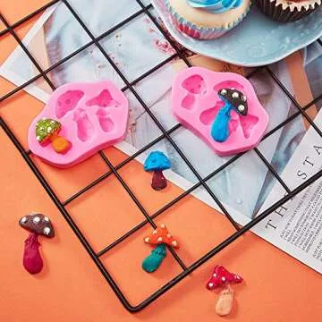 Patelai 2 Pcs Mushroom Silicone Mold Resin Vegetable Keychain Silicone Mold Chocolate Candy Clay Moulds for DIY Desserts Cookie Handmade Cupcake Decoration(Irregular)