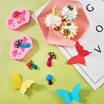 Patelai 2 Pcs Mushroom Silicone Mold Resin Vegetable Keychain Silicone Mold Chocolate Candy Clay Moulds for DIY Desserts Cookie Handmade Cupcake Decoration(Irregular)