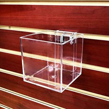 Azar Displays 256105 4-Inch Acrylic Cube Bins for Pegboard or Slatwall, Pack of 4