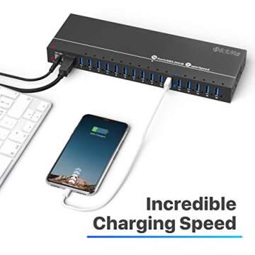 16-Port USB Charging Hub - High Speed, Safe, Durable