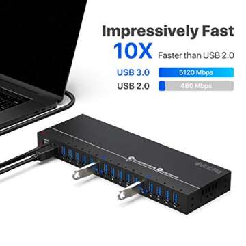 16-Port USB Charging Hub - High Speed, Safe, Durable