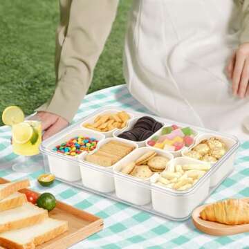 HOTYPXQ Snackle Box Container, 3rd Gen Vegetable Tray with Lid, 8 Compartment Veggie Platter, Snack ...