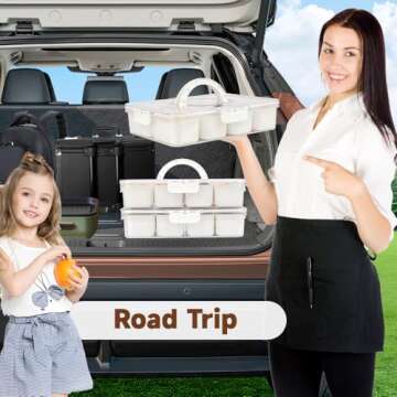 HOTYPXQ Snackle Box Container, 3rd Gen Vegetable Tray with Lid, 8 Compartment Veggie Platter, Snack Box Container, Divided Serving Tray with Lid and Handle, Food Organizer for Nuts, Candy, Fruits