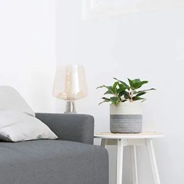 Dahey Jute Cotton Rope Plant Basket Mini Woven Storage Basket for Up to 7" Planter, Decorative Flower Pot Cover Closet Storage Bin Table Desk Organizer Modern Home Decor, Grey