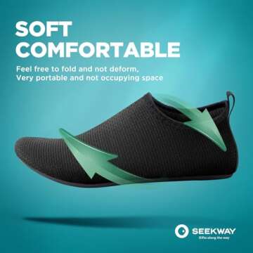 SEEKWAY Water Shoes Quick-Dry Aqua Socks Barefoot Slip-on for Beach Pool Swim River Yoga Lake Surf Women Men Black SK001