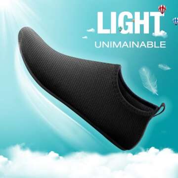 SEEKWAY Water Shoes Quick-Dry Aqua Socks Barefoot Slip-on for Beach Pool Swim River Yoga Lake Surf Women Men Black SK001
