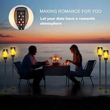 CASAVIDA Solor Outdoor Lights 4 Pack, Solar Torch Light with Flickering Flame, Landscape Mini Outdoor Lights Flame Lights Halloween Decorations, Waterproof Solar Lights for Yard Garden Pathway Porch