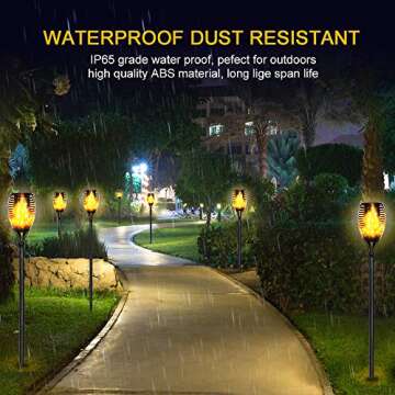 CASAVIDA Solor Outdoor Lights 4 Pack, Solar Torch Light with Flickering Flame, Landscape Mini Outdoor Lights Flame Lights Halloween Decorations, Waterproof Solar Lights for Yard Garden Pathway Porch