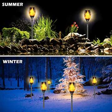 CASAVIDA Solor Outdoor Lights 4 Pack, Solar Torch Light with Flickering Flame, Landscape Mini Outdoor Lights Flame Lights Halloween Decorations, Waterproof Solar Lights for Yard Garden Pathway Porch