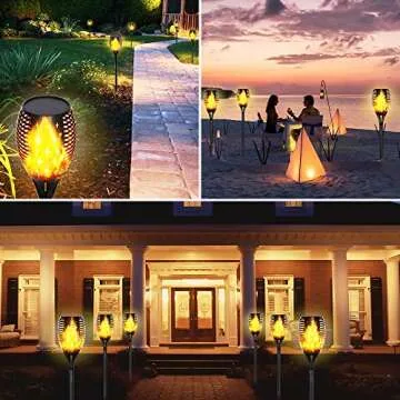 CASAVIDA Solor Outdoor Lights 4 Pack, Solar Torch Light with Flickering Flame, Landscape Mini Outdoor Lights Flame Lights Halloween Decorations, Waterproof Solar Lights for Yard Garden Pathway Porch