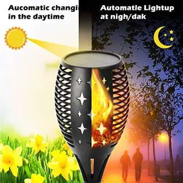 CASAVIDA Solor Outdoor Lights 4 Pack, Solar Torch Light with Flickering Flame, Landscape Mini Outdoor Lights Flame Lights Halloween Decorations, Waterproof Solar Lights for Yard Garden Pathway Porch