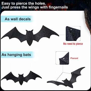 Large Bats Wall Décor for Halloween Parties - 56 Pack