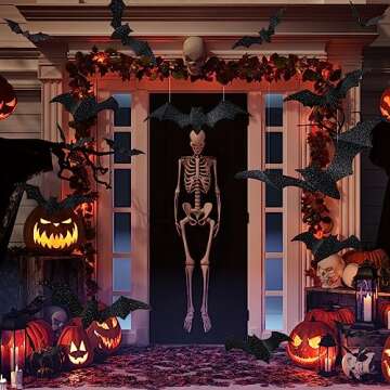 Large Bats Wall Décor for Halloween Parties - 56 Pack