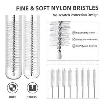 Hiware Straw Cleaner Brush Set, 8-Piece Long Cleaning Brush for Straws on Tumbler, Water Bottle, Sippy Cup, and Pipes, Tubes or Hummingbird Feeders