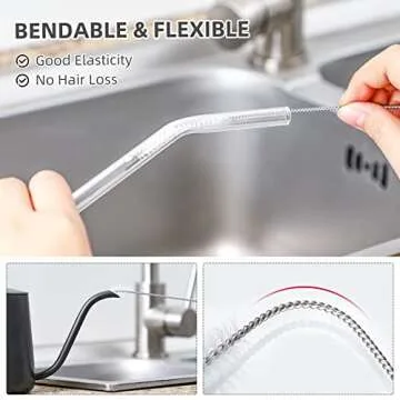 Hiware Straw Cleaner Brush Set: 8-Piece Durable Cleaning Kit