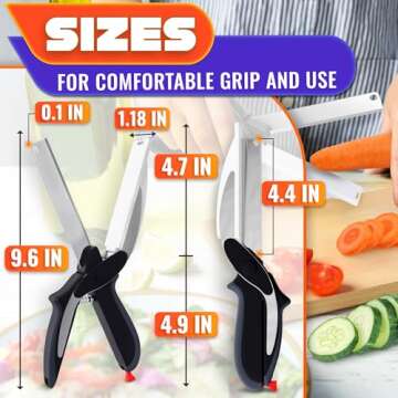 Kitchen Scissors for Food – 2-in-1 Cutting Board Scissors & Knife with Locking Mechanism & Stainle...