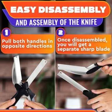Kitchen Scissors for Food – 2-in-1 Cutting Board Scissors & Knife with Locking Mechanism & Stainless Steel Blades – Multifunctional Kitchen Shears for Effortless Chopping, Slicing & Meal Prep