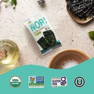 KIMNORI Seasoned Seaweed Snacks Sheets – Organic Sea Salt Flavor 24 Individual Packs Roasted Crispy Premium 100% Natural Laver Kim Nori 4g 0.14 Ounce 김 のり 海苔 紫菜
