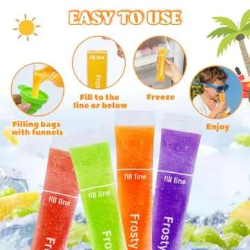 Jadairy 150 Disposable Ice Popsicle Mold Bags - Fun Treats