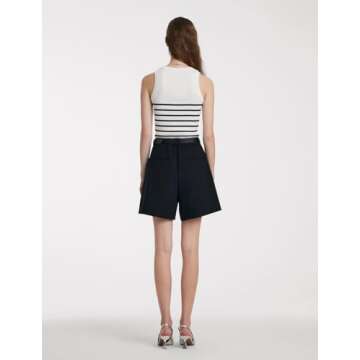 GOELIA Women's Striped Sleeveless Crew Neck Knit Sweater Tank Top Cotton Slim Fit Going Out Tops for Women Summer Womens Tops