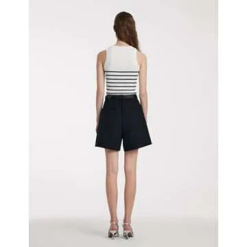 GOELIA Women's Striped Sleeveless Crew Neck Knit Sweater Tank Top Cotton Slim Fit Going Out Tops for Women Summer Womens Tops