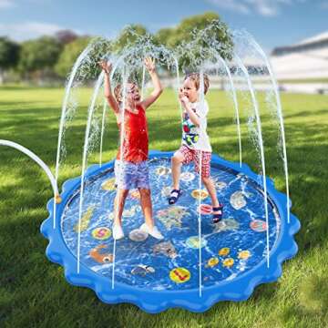MOZOOSON Splash Pad for Kids Sprinkler Outdoor Inflatable Water Toys for Toddler Kids 3 Year Old, Slip n Slide for Girls Boys ,Outside Wading Pool for Learning Toys