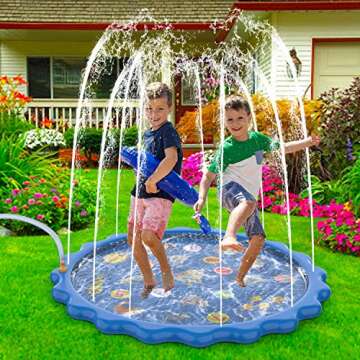 MOZOOSON Splash Pad for Kids Sprinkler Outdoor Inflatable Water Toys for Toddler Kids 3 Year Old, Slip n Slide for Girls Boys ,Outside Wading Pool for Learning Toys