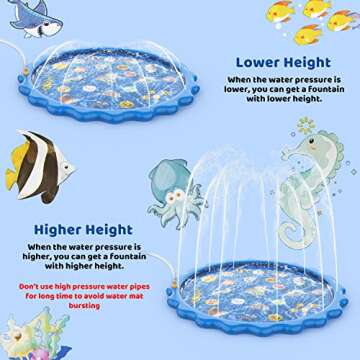 MOZOOSON Splash Pad for Kids Sprinkler Outdoor Inflatable Water Toys for Toddler Kids 3 Year Old, Slip n Slide for Girls Boys ,Outside Wading Pool for Learning Toys