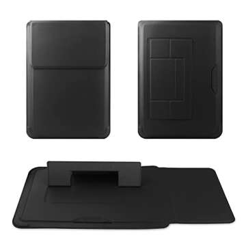 HoYiXi 14 Inch Laptop Sleeve Case Leather Bag with Stand Compatible with Mac Pro 14 2021/ASUS Vivobook 14/HP Pavilion X360/IdeaPad 14/Dell HP ASUS Acer Huawei Matebook 14'' PC, Black