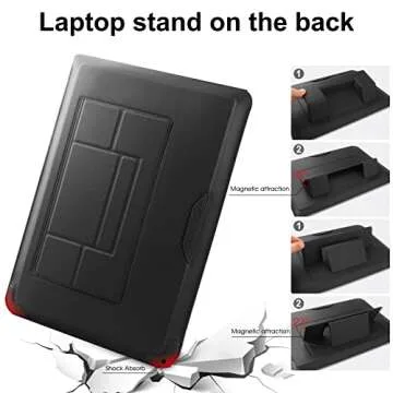 HoYiXi 14 Inch Laptop Sleeve Case Leather Bag with Stand Compatible with Mac Pro 14 2021/ASUS Vivobook 14/HP Pavilion X360/IdeaPad 14/Dell HP ASUS Acer Huawei Matebook 14'' PC, Black