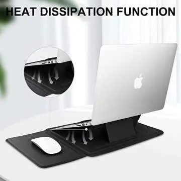 HoYiXi 14 Inch Laptop Sleeve Case Leather Bag with Stand Compatible with Mac Pro 14 2021/ASUS Vivobook 14/HP Pavilion X360/IdeaPad 14/Dell HP ASUS Acer Huawei Matebook 14'' PC, Black