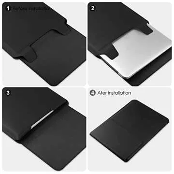HoYiXi 14 Inch Laptop Sleeve Case Leather Bag with Stand Compatible with Mac Pro 14 2021/ASUS Vivobook 14/HP Pavilion X360/IdeaPad 14/Dell HP ASUS Acer Huawei Matebook 14'' PC, Black