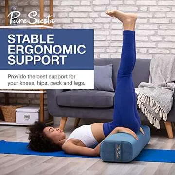 Pure Siesta Bolster Pillow for Restorative Yoga | 2 Luxurious eco-Suede Pillow Covers with Carry Handle | Supportive Rectangular Yoga Bolster | Includes Carry case