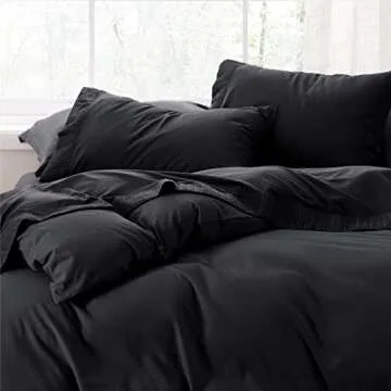Bedsure Queen Sheet Set - 4 Pieces Soft Queen Size Sheets - Breathable & Cooling - Hotel Luxury - Easy Care Polyester Microfiber Bedding for Women, Men, Black
