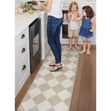 Beeiva Checkered Hallway Runner Rug - Washable Non-Slip Carpet