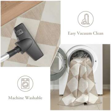 Beeiva Checkered Hallway Runner Rug - Washable Non-Slip Carpet